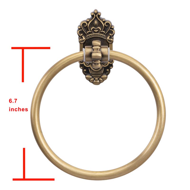 SDH-Bathroom-Towel-Ring-Crown-Themed-Antique-Brass-Towel-Hanger-Wall-Mount-Hand-Towel-Holder-for-Bathroom-Pack-of-1-Heavy-Duty-Decorative-Aluminum-Hanging-Ring-for-Bathroom-Towel-Storage SDH Bathroom Towel Ring Crown Themed Antique Brass Towel Hanger Wall Mount Hand Towel Holder for Bathroom Pack of 1 Heavy Duty Decorative Aluminum Hanging Ring for Bathroom Towel Storage