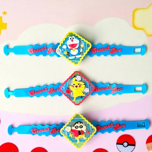 Image of Cartoon Character Set of 2 Rakhi for Kids | Rakhi | Set of 2 with Light | Free Tilak Set | Popo Toys | Assorted Any 2