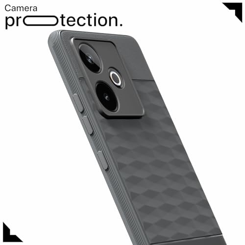 Image of Pikkme Back Cover for Realme GT 7 5G / GT 7T 5G Soft Grip 3D Hexa Cube Texture Silicone Bumper Case (Grey)