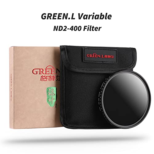 62Mm Variable Nd Filter, Green.l Ultra Slim Nd2 To Nd400 (1-9 Stops) Adjustable Neutral Density Filter For Camera Lens, With Filter Pouch #TOP6