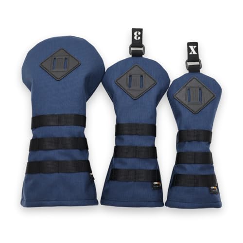 ROBUSTIN コーデュラ ゴルフ ヘッドカバー ドライバー フェアウェイウッド ユーティリティ YKK (ドライバー, ネイビー)