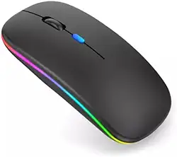 Mouse Sem Fio Recarregável Usb Com Led Rgb Óptico Wireless 2.4 GHZ Para Notebook Computador Pc Desktop TV Smart Marca Bella Mallu (Preto)