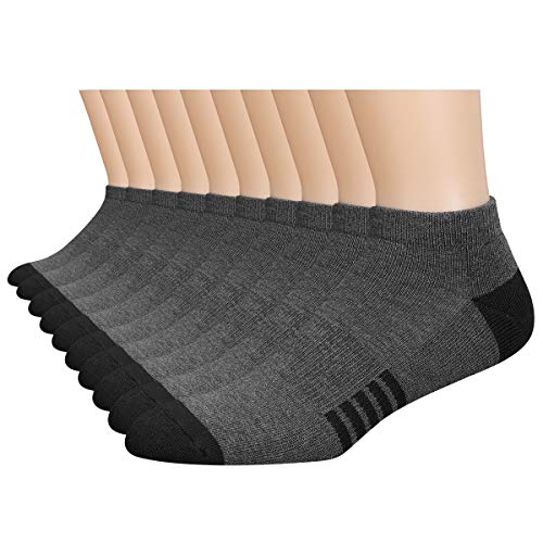 Eallco 10 Pairs Mens Ankle Socks Low Cut Athletic Cushioned Casual Socks 10 Pack