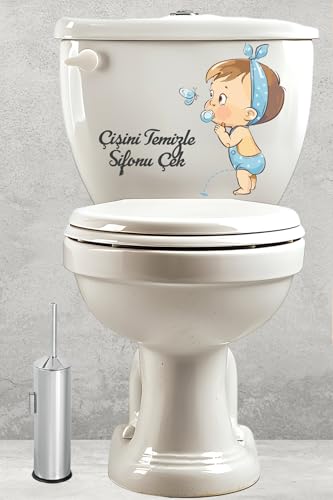 Sevimli Bebek Desenli Klozet Stickerı, Suya Dayanıklı ve Kolay Uygulanır