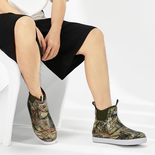 Image of Men's Deck Boots, Waterproof Non-Slip Ankle Rain Boots for Fishing
