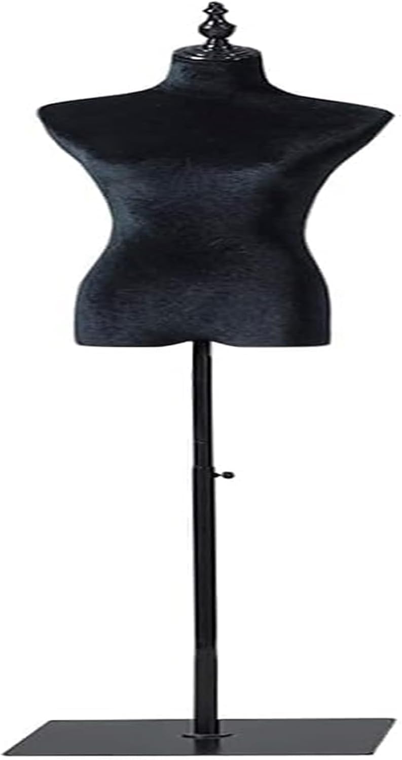 Mannequin Torso Stand, Female Mannequins Sturdy Dress Form, Black Female Torso for Clothing Display, Adjustable Height Metal Base, EAS(Style2_S)
