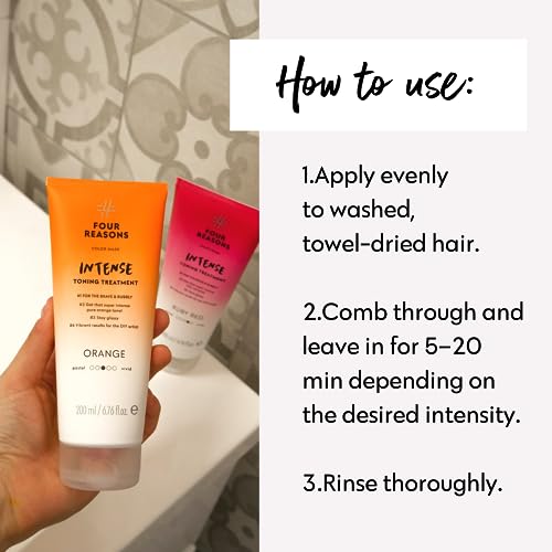 Image of FOUR REASONS Color Mask INTENSE Orange (27 Colors) - Color Depositing Conditioner - Semi Permanent Orange Hair Dye for Lightened and Colored Hair - 100% Vegan, 6.76 fl oz