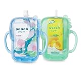 PandaEar 2 Pack Squeeze Proof Food Pouch Holder for Toddlers | Spill-Proof Baby Pouch Holder with Handles | Fits Most Food Pouches & Juice Boxes, Dinosaur Design -Baby Blue/Green
