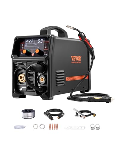 VEVOR Pro MIG-Schweißgerät, 250 Ampere Pluse MIG-Schweißer, 5-in-1 Synergie-Welder Gasloses MIG, Gas-MIG, MMA, Lift-TIG, MIG Pluse mit IGBT-Wechselrichtertechnologie und LCD-Bildschirmanzeige
