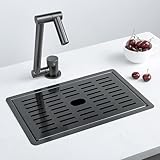 Fregadero Camper, Fregadero Cocina, Fregadero de Barra de Acero Inoxidable con Grifo y Tapa Plegables, Kit de Fregadero para Barco (Size : Hot and cold Faucet)