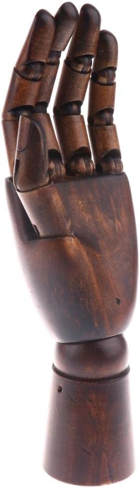 Wooden Hand Model Bracelet Display Stand | Posable Drawing Mannequin for Artists | Hand Finger Organizer Rack with Art Supplies for DIY Drawing and Pain - Coffee
