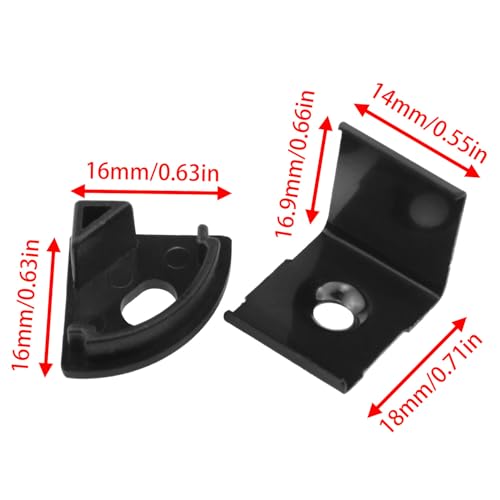 Image of Lovelysp V-Shape LED Channel Metal Mounting Clips LED Channel End Caps Steel Mounting Clips LED Aluminum Channel Corner Kit with Mounting Screws for Backlights Cabinet Lights and Corner Lights 16PCS