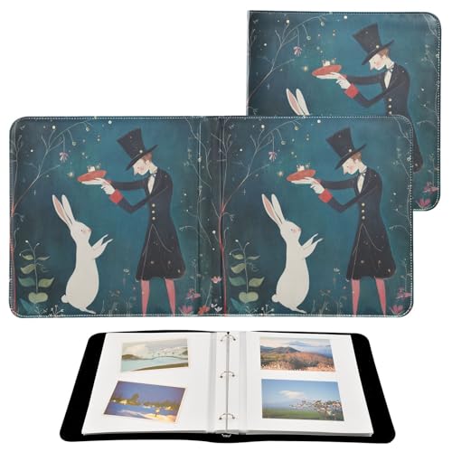 Album photo en cuir synthétique pour toutes les tailles d'albums photos pour pages autocollantes 20 feuilles - Lapin magicien