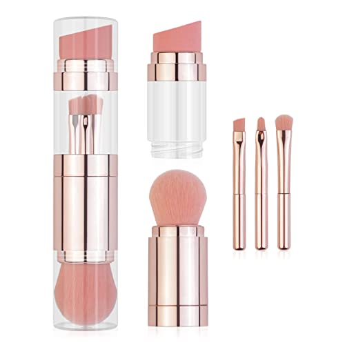 MAYCREATE® 5 in 1 Makeup Brush Set, Includes Foundation Brush, Face Brush, Lip Brush, Eyeshadow Brush and Eyebrow Brush, Travel Portable Mini Cosmetic Make Up Brushes Kit