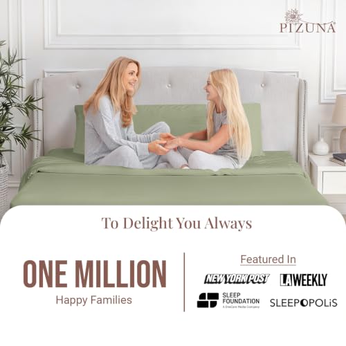 Image of Pizuna 100% Cotton Long Body Pillow Case 400 Thread Count Light Sage