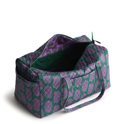 Image of Vera Bradley Women's Large Original Duffel Bag-Premium Cotton Travel, Iconic Paisley Green Jacket, One Size