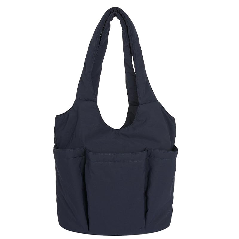 Large Capacity Tote Bag for Women Solid Color Shoulder Handbag Multi Pocket Casual Work Travel Carryall Lightweight Purse