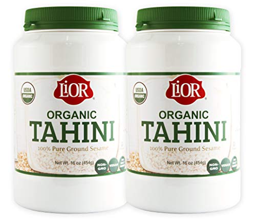 LiOR Certified Organic Tahini | 100% Pure Stone Ground Sesame | Best for Hummus, Dressings, Sauce | Single-Sourced Ethiopian Origin | Vegan | Paleo | Kosher | 16oz Jar (Pack of 2)