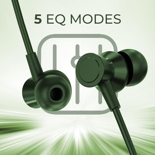 Image of RD Telinet M-15 Jolt Wireless Bluetooth Neckband Earphones, 66H Playtime, 15mm Dynamic Drivers, Bluetooth v5.3, ENC Calling, Dual Pairing, Fast Charging, IPX5 Water Resistant, Deep Bass - Green
