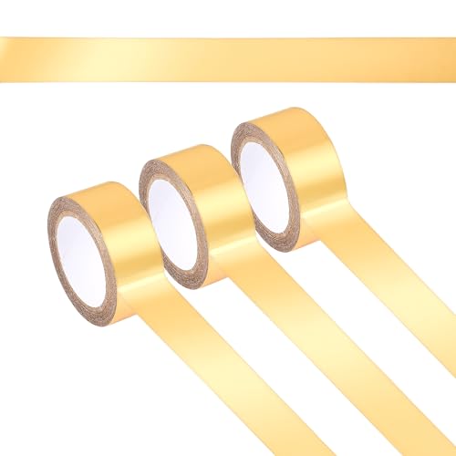 3 PCS Gold Washi Tape - Metallic Foil Masking Tapes Stickers Self Adhesive Art Paper Tape Decorative Graphic Tape for DIY Craft Scrapbooking Gift Wrapping, 16ft. x 0.6in.