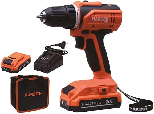 Drill Set 20V Cordless Power Drill. 35Nm Torque Motor. Variable Speed 0 to 350 and 0 to 1350 RPM. 21 Plus 1 Clutch Settings. Keyless Chuck. Two Batteries and Charger Included