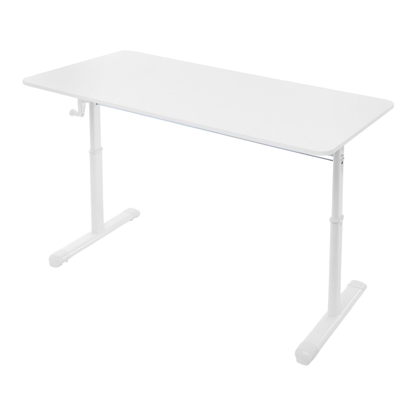 Scrivania regolabile in altezza, scrivania 120 x 60 cm, piano 1,5 cm, spessore tavolo da ufficio, 65 – 90 cm, altezza con struttura in ferro per ufficio, casa, ufficio (bianco)