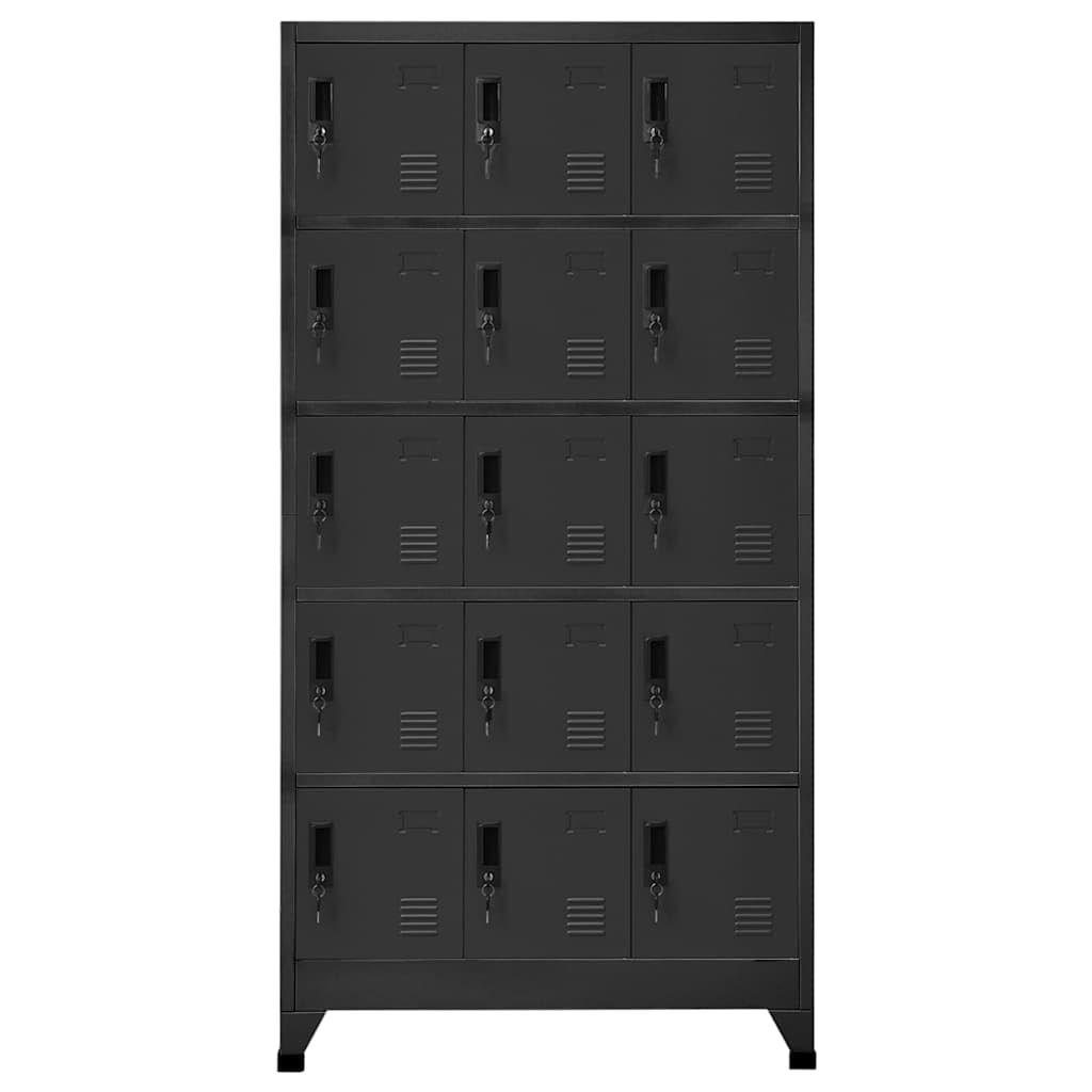 Schließfachschrank Anthrazit 90x40x180 cm Stahl Spind mit 15 Türen