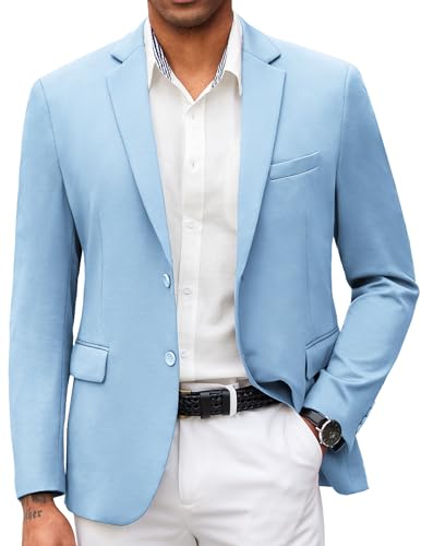 COOFANDY Mens Suit Coat Dress Jacket Blue Travel Blazer Wrinkle Free Business Casual Lightweight Jacket