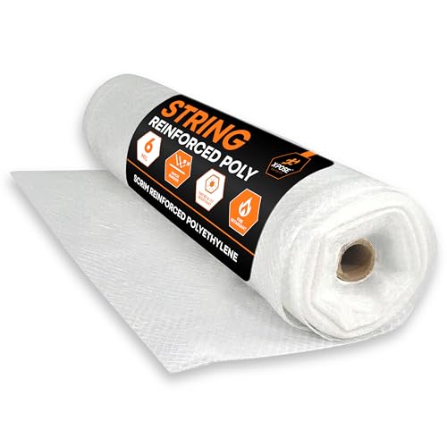 Image of Xpose Safety 6 Mil Clear Plastic Sheeting 20' x 100' Dura Skrim String Reinforced Heavy Duty Polyethylene Film-Tear Resistant UV Resistant Weatherproof Vapor Barrier for Construction & Industrial Use