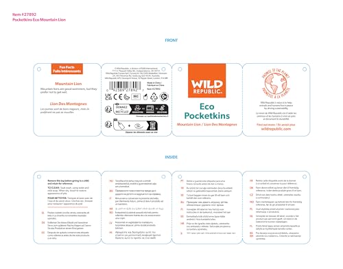 Wild Republic Pocketkins Eco Mountain Lion, Stuffed Animal, 5 Inches, Plush Toy, Made from Recycled Materials, Eco Friendly - Image 2