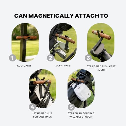 Stripebird Magnetic Golf Cigar Holder - Durable Aluminum Alloy with Neodymium Magnets - Magnetically Attached to Golf Cart, Irons, Push Cart & Hub Mount - Easy Clamp Design & Cigar Clip - Image 4
