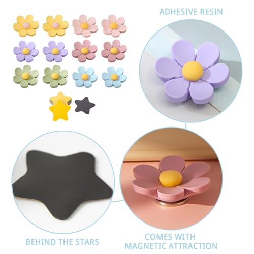 UOPJDD 12-Teilige Blumenfliesen Und 20-Teilige Sternfliesen, Süße Dekorative Fliesen, Haushaltszubehör, Geeignet Für Whiteboards, Kühlschränke Und Lagerschränke.