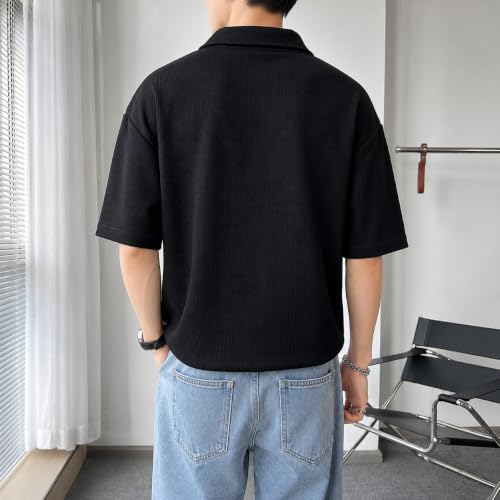 Image of Waffle (Cotton) Men t-Shirts Classic Short Sleeve Lightweight Summer Wear Casual Oversized t Shirt for Men