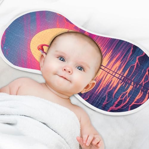 Flamingo Ocean Sunset Baby Burp Cloths Muslin Burp Cloths Soft Burp Cloth Burp Rags Cotton Burp Clothes Absorbent for Newborn Girl Unisex Boy 1 Pack 22x11 Inches4