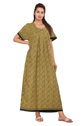 Image of Monique Brand 100% Pure Cotton Nighty for Woman | Floral Gown for Women Night Wear | Cotton Nighty for Women Stylish | Maxi for Women Cotton
