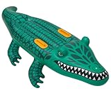 Boia Inflável Jacaré Infantil Grande 150cm – Brinquedo Piscina Praia com Alça de Apoio, Vinil Resistente, Segurança e Diversão para Crianças Verde