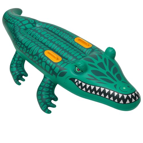 Boia Inflável Jacaré Infantil Grande 150cm – Brinquedo Piscina Praia com Alça de Apoio, Vinil Resistente, Segurança e Diversão para Crianças Verde