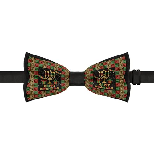 GoasNei Happy Kwanzaa African American Heritage Festival Bow Tie for Men Adjustable Necktie Funny Tie Neck Ties for Weddings Party