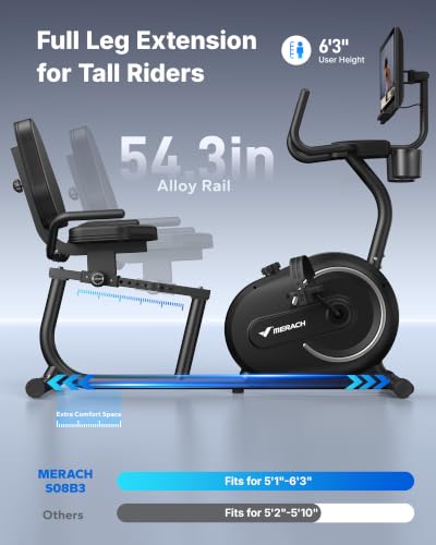 Image of MERACH Recumbent Exercise Bikes for Home with Smart Bluetooth Equipment App | LCD, Heart Rate Handle Stationary Bikes for Home, Magnetic Recumbent Exercise Bike for Seniors Gym S08 /S23