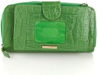 Samantha Brown Double-wide Leather Wallet Croco-embossed Green