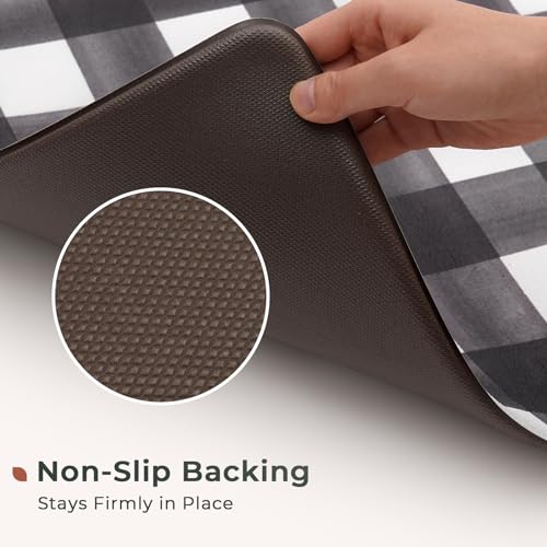 Freshmint Modern Farmhouse Plaid 2 Piece Set Kitchen Mats For Floor Anti Fatigue Waterproof & Non-Skid Kitchen Rugs Cushioned Kitchen Mat For Standing Washable Comfort Desk Kitchen Runners thumb #4