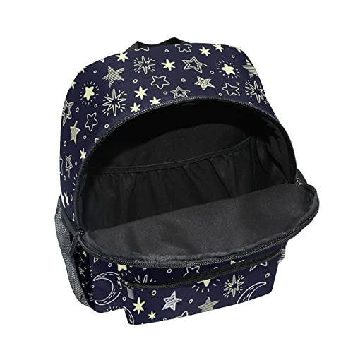 Hand Drawn Stars And Moon Kids Backpack Light Toddler Bag With Chest Strap And Whistle Mini Schoolbag Travel Bag For 3-8 Boys Girls #TOP2