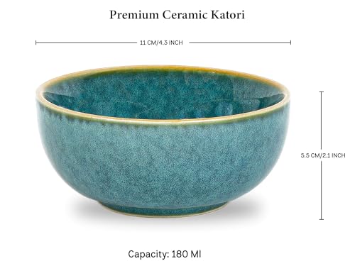 Image of Bodhi House Handcrafted Stoneware Reactive Glaze Ceramic Dinner Set, 12 Pieces Serving for 6, Microwave and Dishwasher Safe, Bone-ash Free, Crockery Set for Dining and Gifting, Ocean Green
