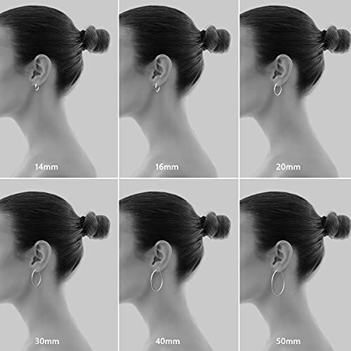 Gacimy 14K White Gold Plated Hoops With 925 Sterling Silver Post, White Gold 40Mm Medium Hoop Earrings For Women #TOP1