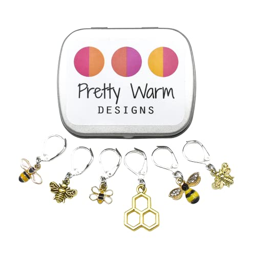 Cute Honey Bee Crochet Removable Locking Stitch Markers With Case, Wife Gift, by Pretty Warm Designs