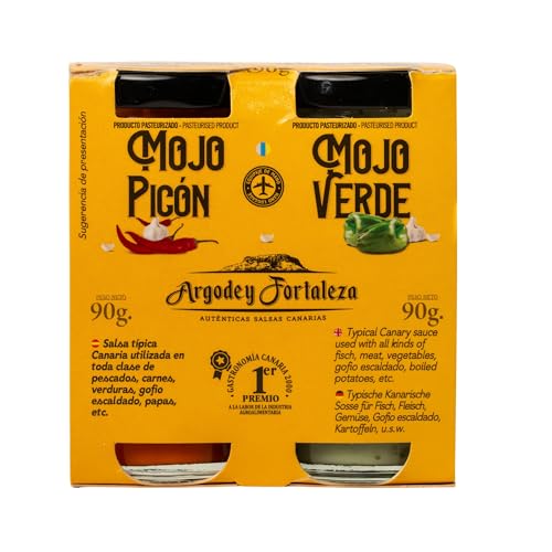 Argodey Fortaleza Pack Mojo Rojo y Verde 2x90 g | Salsas Canarias Formato Viaje | Ideal para Papas Arrugadas, Carne y Pescado a la Parrilla | Especialidad de Canarias