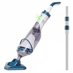 Enhulk Poolsauger Akku, Pool Bodensauger mit Betriebsdauer bis zu 60 Minuten, 222cm Teleskopstange, Poolreiniger mit 4 Filter, Absaugung bis zu 4200L/H, Ideal für oberirdische Pools/Spas usw, Blau