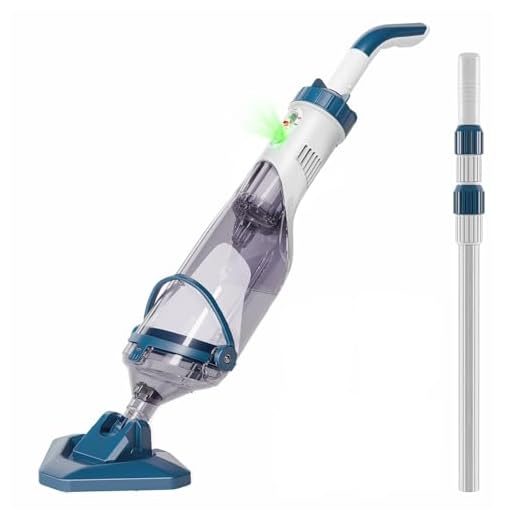 Enhulk Poolsauger Akku, Pool Bodensauger mit Betriebsdauer bis zu 60 Minuten, 222cm Teleskopstange, Poolreiniger mit 4 Filter, Absaugung bis zu 4200L/H, Ideal für oberirdische Pools/Spas usw, Blau