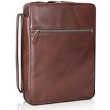 Polare Cowhide Leather Bible Cover Church Bag Bible Protective Book Holder Carrying Case Folder Organizer Portfolio (Coffee)