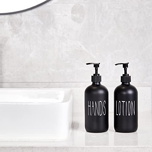 Cohosege Black Soap Dispenser Bathroom Set- Hand And Lotion Soap Dispenser Set For Black Bathroom Decor,16 Oz Hand Soap Dispenser For Bathroom, Bathroom Accessories-Black #TOP7